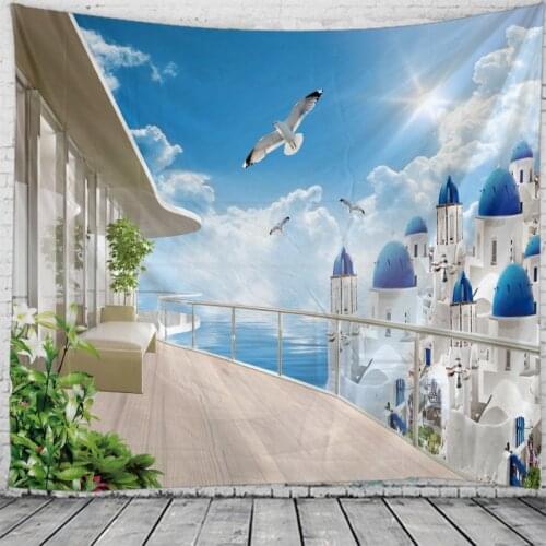 Sea View Tapestry psychedelic Wall Hanging Tapestries For Home Deco Living Room Bedroom Wall Art Large Size Free Dropping