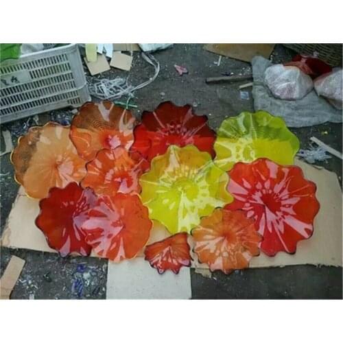 Restaurant wall art decoration New Hot Sales Modern Crystal LED Ceiling Lamp victorian stained glass Glass Plates