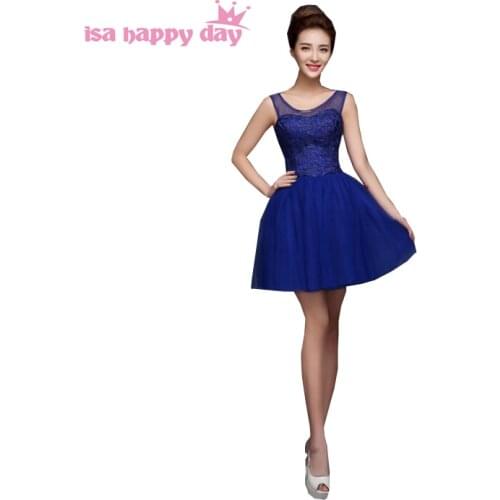 Cheap bridemaids girls pageant party dresses royal blue elegant sweetheart bridesmaid short girl dress for wedding H2264