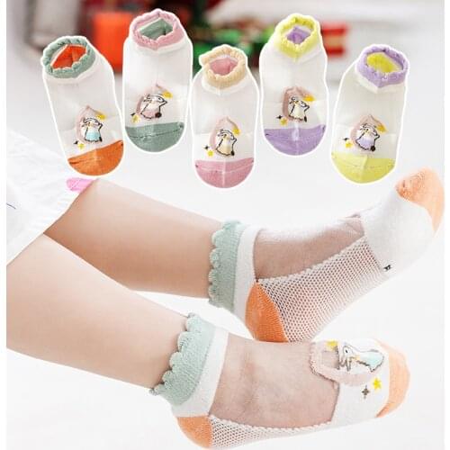 Girls socks summer cotton thin section stitching jade rabbit cute princess girl summer breathable baby children lace socks