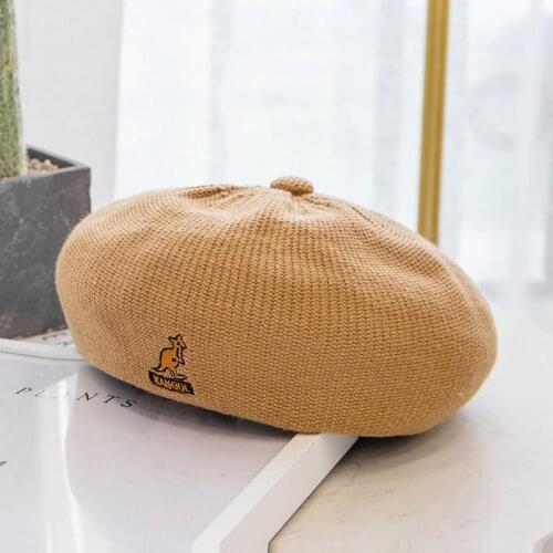 New Style for Autumn and Winter Knitted Beret Hat Female Korean Fashion Solid Color All Match Painter Woolen Cap