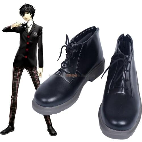 PA5 Joker Shoes Cosplay Persona 5 Joker Cosplay Shoes Black Boots Custom Made Any Size Unisex Halloween Party Cosplay