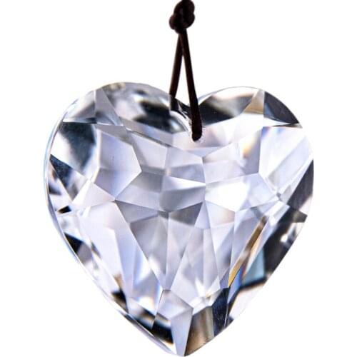 H&D 45mm Clear Heart Crystal Suncatcher Handmade Rainbow Maker Prism Pendant Outdoor Indoor Hanging Window Garden Decorations