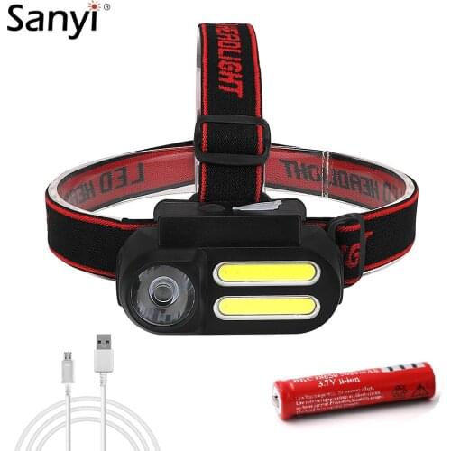 Portable Mini 2*COB +XPE LED Headlamp Working Head Light Waterproof Headlight USB Rechargeable 18650 Head Lamp for Night Fishing