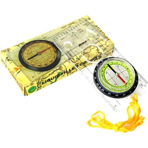 Professional Portable Magnifying Compass Baseplate Ruler Map Scale Compass Outdoor Camping Orienteering Scout Hiking Boating