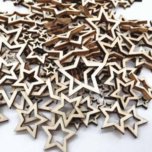 30pcs Blank Wooden Crafts Supplies Laser Wood Hollow Star Decoration Children Teaching DIY Picture Accessories