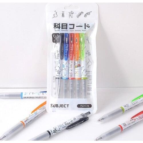 1 Pcs 0.5mm Subject Gel Pen High Quality Quick-drying Black Writing Pen Stationery Back To School Supplies Kawaii