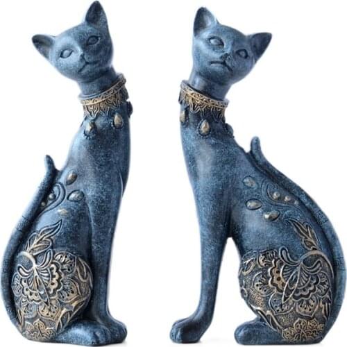 Figurine Decorative Resin Cat statue for home decorations European Creative wedding gift animal decor sculpture