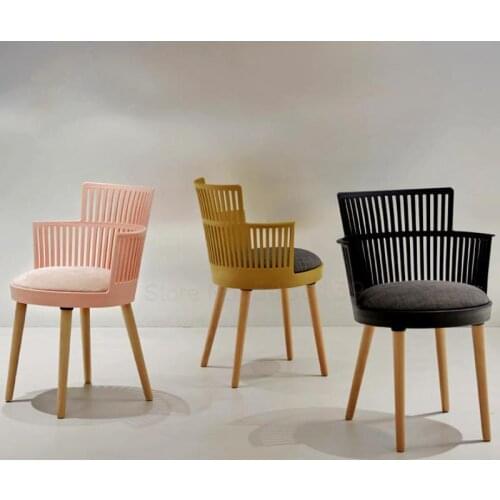 600 Jianmo Nordic chair plastic wood personality creative leisure chair dining chair comfortable cushion modern chair computer