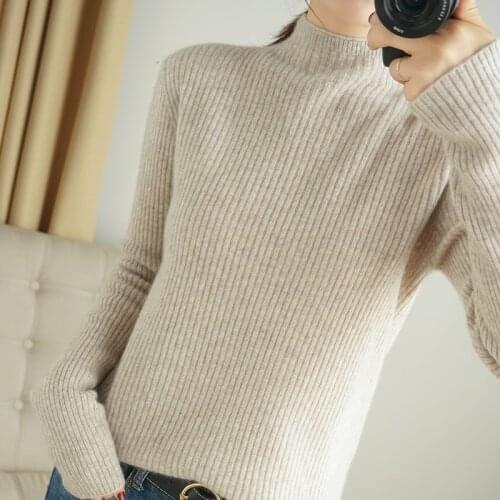 Super Warm 100% Cashmere And Wool Sweaters Knitted Pullovers Women Winter Turtleneck Soft Tops Female Casual Basic Jumper
