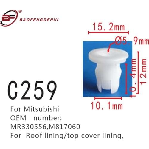 Top Cover Lining Positioner Plug For Mitsubishi Mr330556,M817060 Roof Lining Car Fastener
