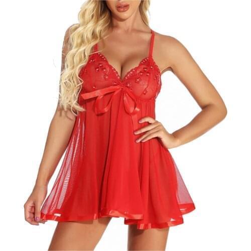 Plus Size Sleepwear Womens Nightie Bow Sexy V-neck Straps Night Dress See Through Nightwear Ladies Sexy Backless Nightgown 6XL