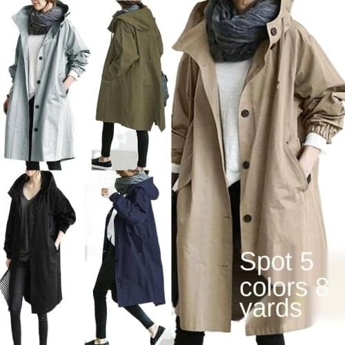 New Womens Solid Color Casual Slim-Fit Figure Flattering Small Waist Mid-Length Trench Coat Coat