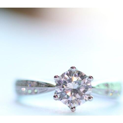 Yanleyu Classic 6 Claws Wedding Rings for Women Genuine 925 Sterling Silver 1 Carat Cubic Zirconia Engagement Ring Jewelry PR212