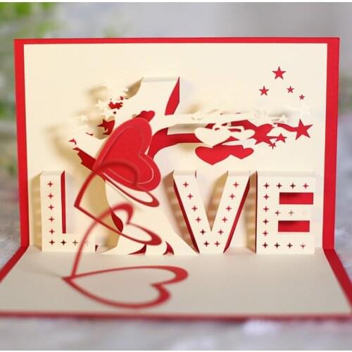 10pcs Lover Tree Heart Handmade Kirigami Origami 3D Pop UP Greeting Cards Invitation Postcard For Birthday Wedding Party Gift
