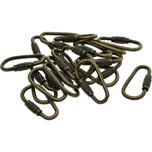 20pcs Brass Locking Carabiners, Heavy Duty Carabiner, Stainless Steel Screw Lock Carabiner Hooks