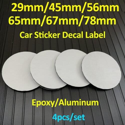 4pcs for Epoxy/Aluminum 29mm 45mm 56mm 65mm 67mm 78mm Car Wheel Cap Sticker Steering Label Decal Badge Covers Logo