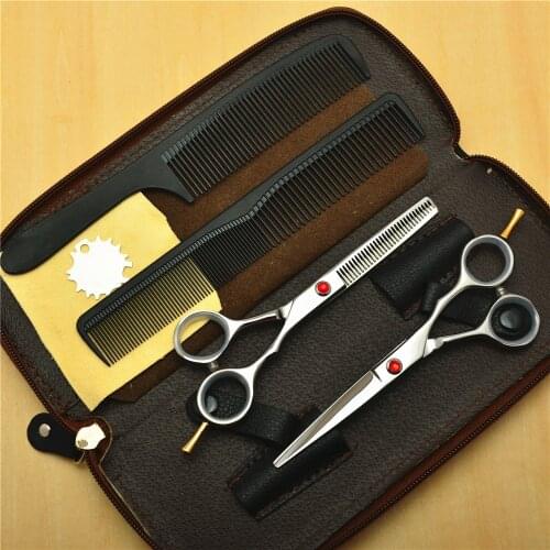 4Pcs Set 5.5'' Customized Brand Logo Silvery Professional Human Hair Scissors Hairdressing Cutting Shears + Thinning +Comb C1013