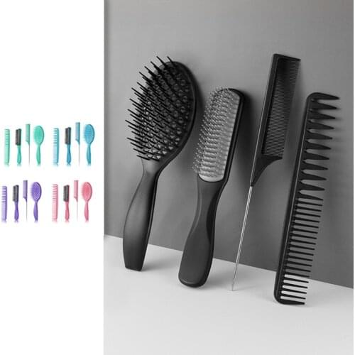 4pcs Hair Brush Comb Set Air Cushion Massage Comb,paddle Comb,styling Comb,tooth Comb Tail Comb Salon Hairdressing Styling Tools