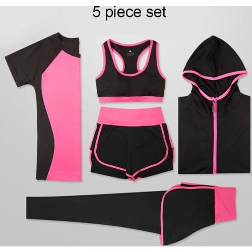 5 pcs Women Sportwear Yoga Set female Gym Clothes Slim Breathable Fitness Outdoor Run Tracksuit Workout Yoga Suit Sports Outfit