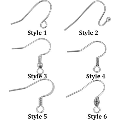 50pcs/lot 316 Stainless Steel Earring Hook Ear Wire Hook Hypo Allergenic Earring For DIY Jewelry Findings Components