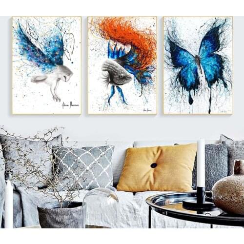 Abstract Fish watercolor Canvas Paintings Colorful Ink Wall Art Prints Poster Living Room Decor Paintings Wall Home Decor