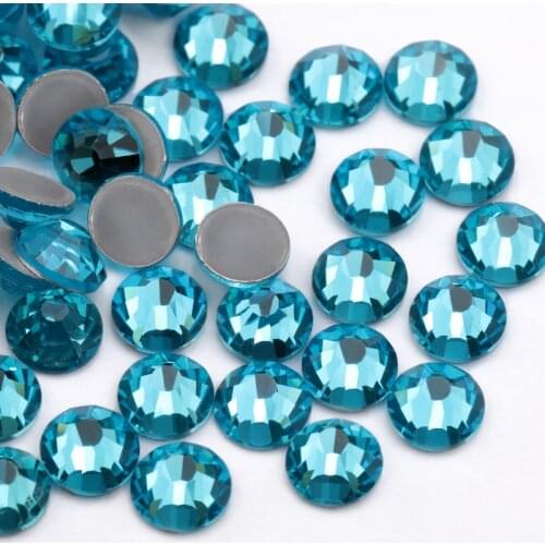 Aquamarine Hot-fix Rhinestones SS16-SS30 Crystal Glass Iron On Rhinestone for Clothes Wedding Decoration