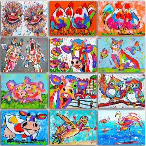 5D DIY Diamond Painting animals Color cow cat ostrich Cartoon Full Square&Round Diamond embroidery Cross stitch Diamond mosaic