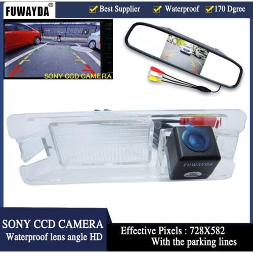 FUWAYDA Car Rear View CCD Color Camera with rear car camera parking mirror monitor for Nissan March Renault Logan Sandero HD