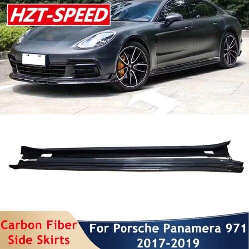 Car Side Skirts For Porsche Panamera 971 Modification 2017-2019 Carbon Fiber Extensions Lip Apron Bumper Spoiler Protector