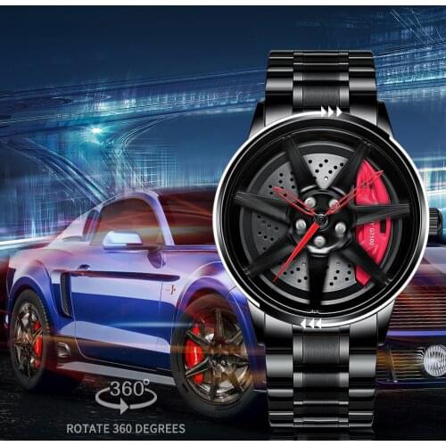 Original Wheel Rim Hub Watches Super Car Spinning Watch Quartz Watches Stainless Steel Waterproof Spinning Wholesale Watches