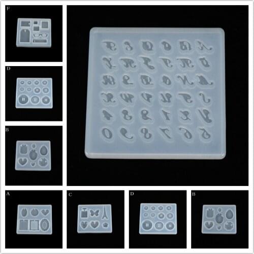 Diy letters heart water drop tower button Craft Resin Pendent Mould Mini Miniature Jewelry Necklace Making Silicone Mold