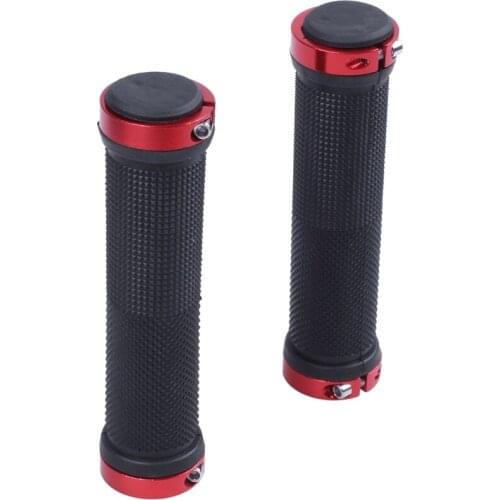 DOUBLE LOCK ON LOCKING BMX MTB MOUNTAIN BIKE CYCLE BICYCLE HANDLE BAR GRIPS Black red