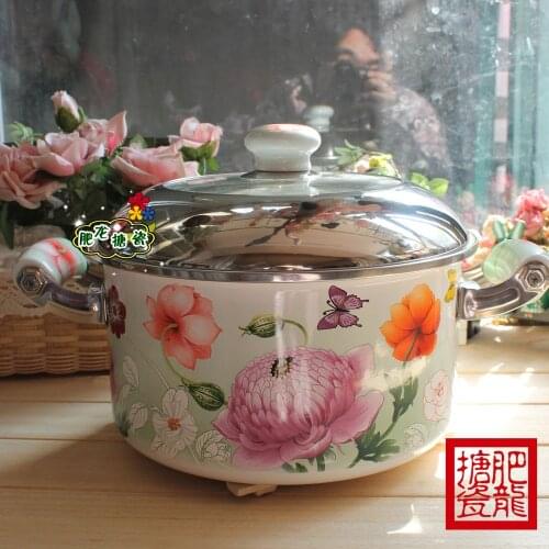Export simple and elegant peony 26cm 6l enameled soup pot ceramic