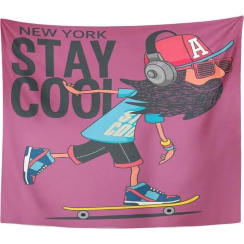 Tapestry Skateboard Hipster Skater Skate Cool Character Boy Urban Tapestries Wall Hanging for Living Room Bedroom Dorm