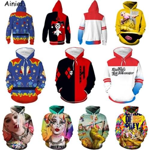 Ainiel 2020 Birds of Prey Hoodies Sweatshirts 3D Print Hoody Hooded Hoodies Disfraz Men Clothes Outfits Boys Coat