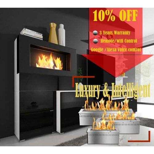 Inno-living fire 36 inch indoor insert remote fireplace stainless steel smart ethanol burner