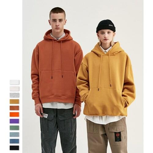 April MOMO 2021 Autumn Mens Thick Fleece Hoodies Hip Hop Pure Hoodies Thick Velvet Fabrics Winter Hoodies For Men Women