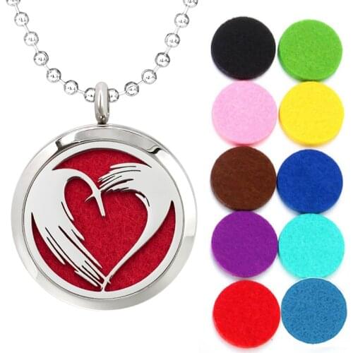 30mm Diffuser Necklace Pendant For Women Stainless Steel Jewelry Essential Oil Aromatherapy Perfume Locket With 10pcs Pads Gift