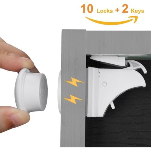 10Locks 2 keys Baby Safety Magnetic Locks Set Child Kids Protection Cabinet Door Drawer Locker Security Cupboard Childproof Lock