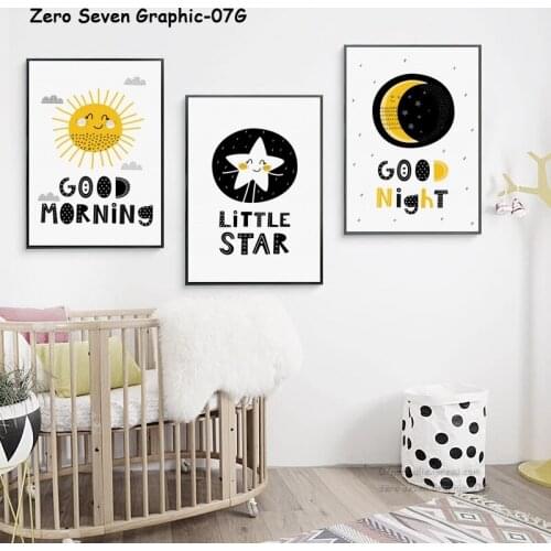 Cute Cartoon Stars Moon Sun Canvas Painting Posters And Prints Childrens Bedroom Wall Art Pictures Nursery Home Decor Mural