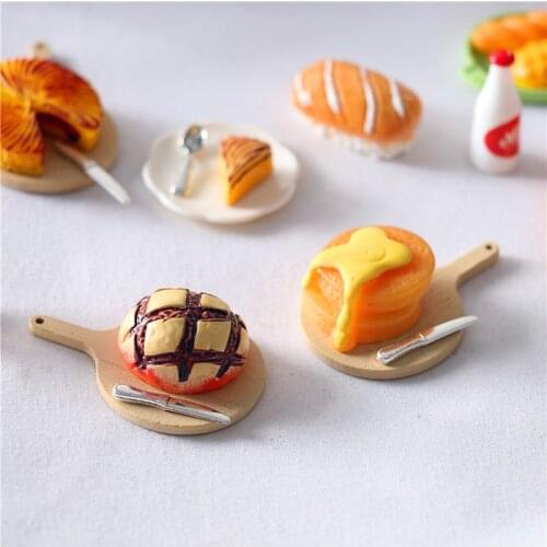 1set Miniature Dollhouse Food Cheese Bread Tray Ornaments DIY Kindergarten Handmade Crafts Making Accessories