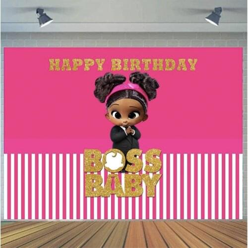 Cartoon Pink Girl Baby Photography Background Backdrop Boss Children Birthday Party Decoration Tapestry Photo Studio Custom