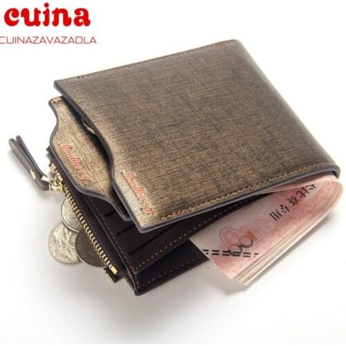 New Men Pu Leather Short Wallet With Zipper Coin Pocket Vintage Big Capacity Male Short Money Purse Card Holder New
