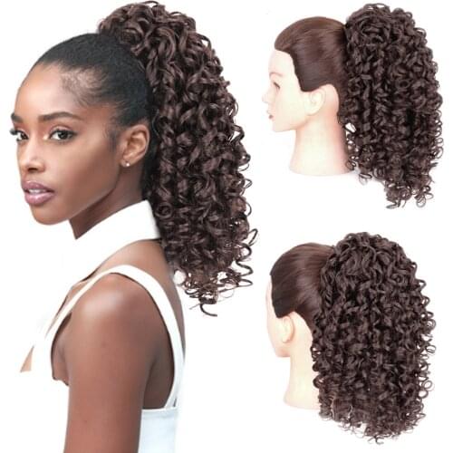 AZQUEEN Drawstring Puff Ponytail Kinky Curly Synthetic Hair Clip-in Pony Extension For Black White Women