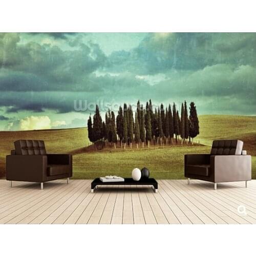 Custom natural wallpaper,Cypress Trees on Tuscan Landscape,3D photo mural for living room restaurant bedroom backdrop wallpaper