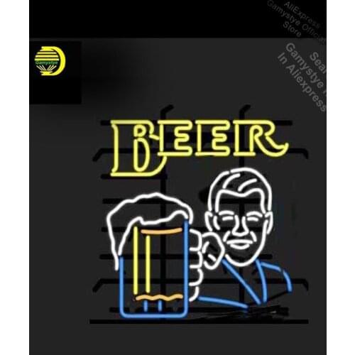 NEON SIGN For BEER Drink with man cup neon Light Sign Custom Design Restaurant Hotel Neon signs coors light neon sign Cold Neon