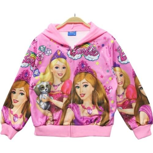Disney 2021 New Spring Autumn Princess Childrens Girls Coat Baby Kids Hooded Outwear Jacket Clothing Barbie 2-8y