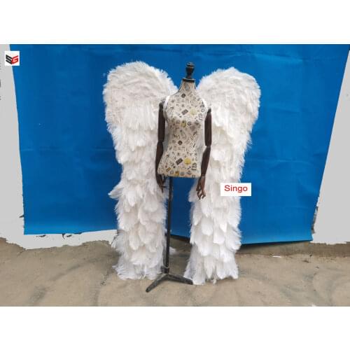 New Arrival Luxurious Gray Ostrich Feather Angel Wing Men Ladys Fashion Photography Props Creative Studio Decorations
