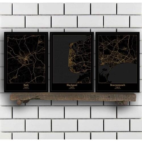 Bath Blackpool Bournemouth Brighton Bristol Cambridge Colchester Coventry Exeter Hull Ipswich Leeds England Map Poster